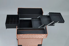 Rose Gold Makeup Storage Vanity Trolley Bag with wheels Model 3599