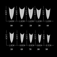 Stiletto Nail Tips 500Pcs Short Sharp Ending False Acrylic Nails Tip Half Cover 10 Sizes with Box for Nail Salons Home DIY (Natural)