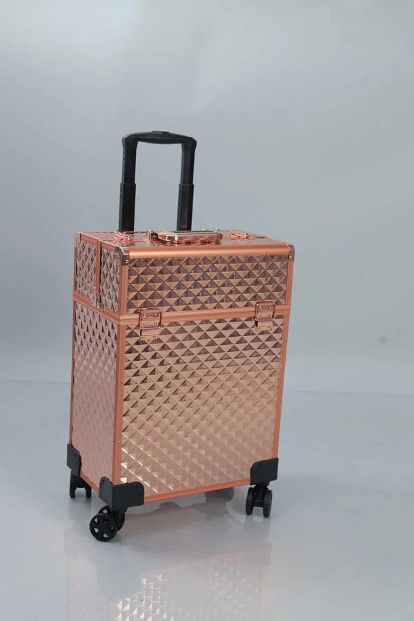 Rose Gold Makeup Storage Vanity Trolley Bag with wheels Model 3599