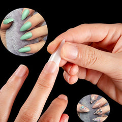 Stiletto Nail Tips 500Pcs Short Sharp Ending False Acrylic Nails Tip Half Cover 10 Sizes with Box for Nail Salons Home DIY (Natural)