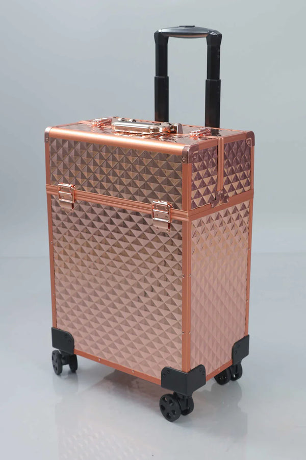 Rose Gold Makeup Storage Vanity Trolley Bag with wheels Model 3599