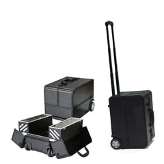 Vanity Bag 2 Sided 3 Trays with Trolley Makeup, Multi Purpose Vanity Box