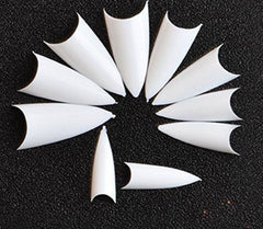 Stiletto Nail Tips 500Pcs Short Sharp Ending False Acrylic Nails Tip Half Cover 10 Sizes with Box for Nail Salons Home DIY (Natural)